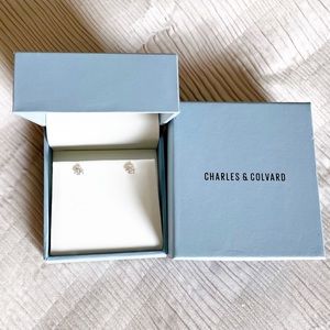 CHARLES & COLVARD MOISSANITE SOLID 14K MARTINI STUD EARRINGS